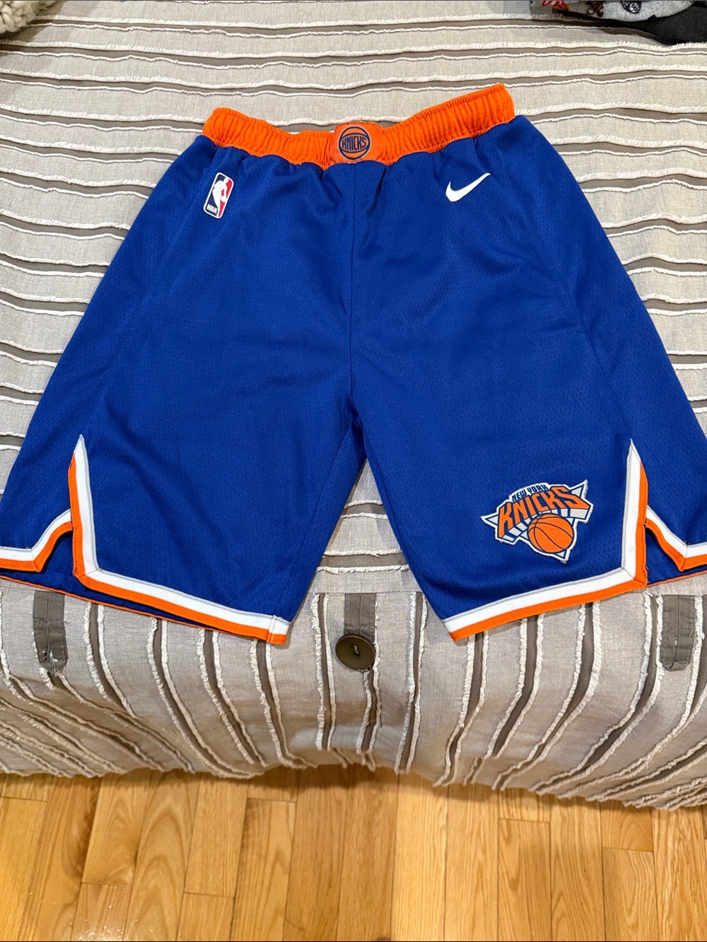 Boys SZ M Nike Blue and Orange New York Knicks Basketball Shorts